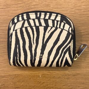 A.P.C. Black and Cream Zebra Print Wallet